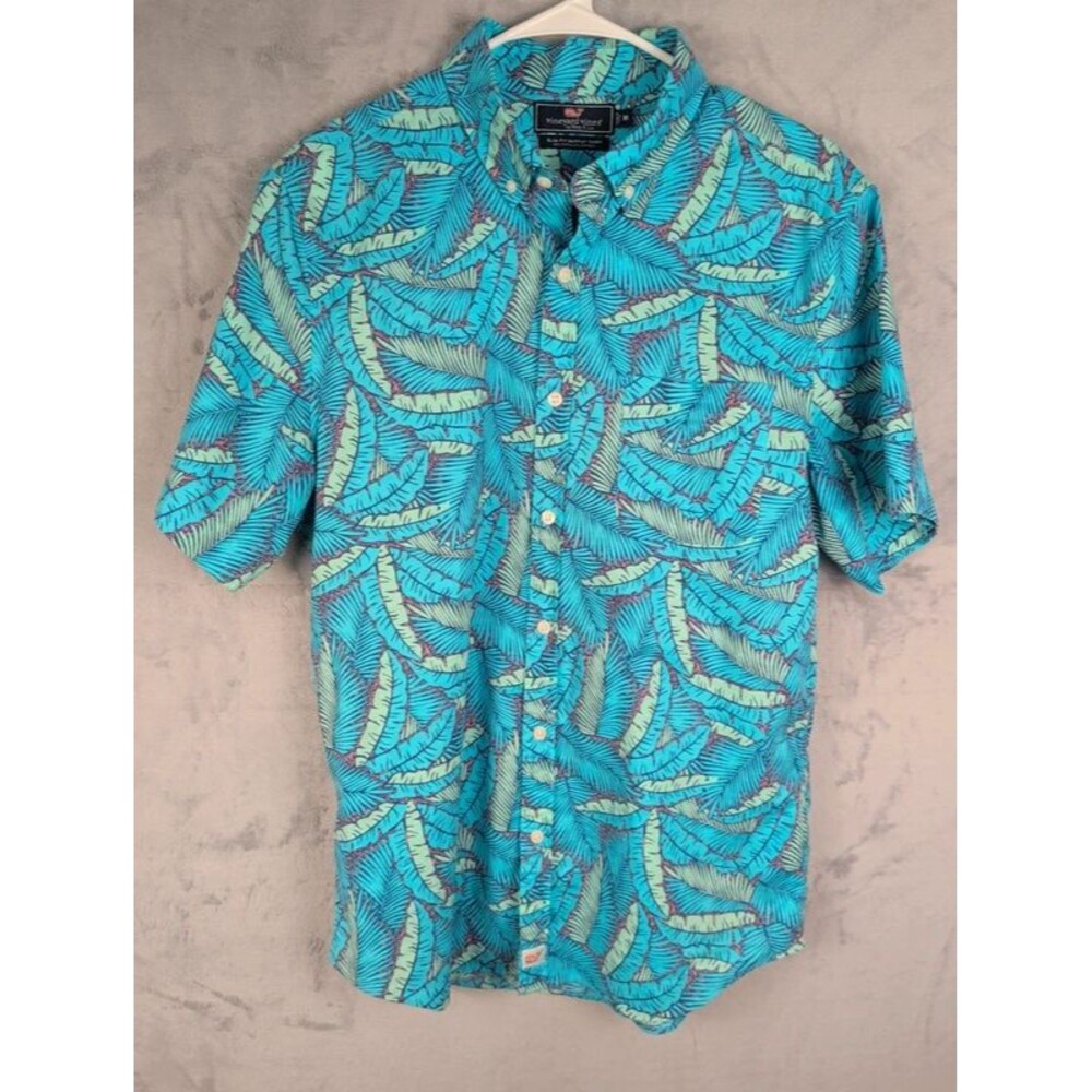Vineyard Vines Slim Fit Murray Shirt Tropical Palm Print M